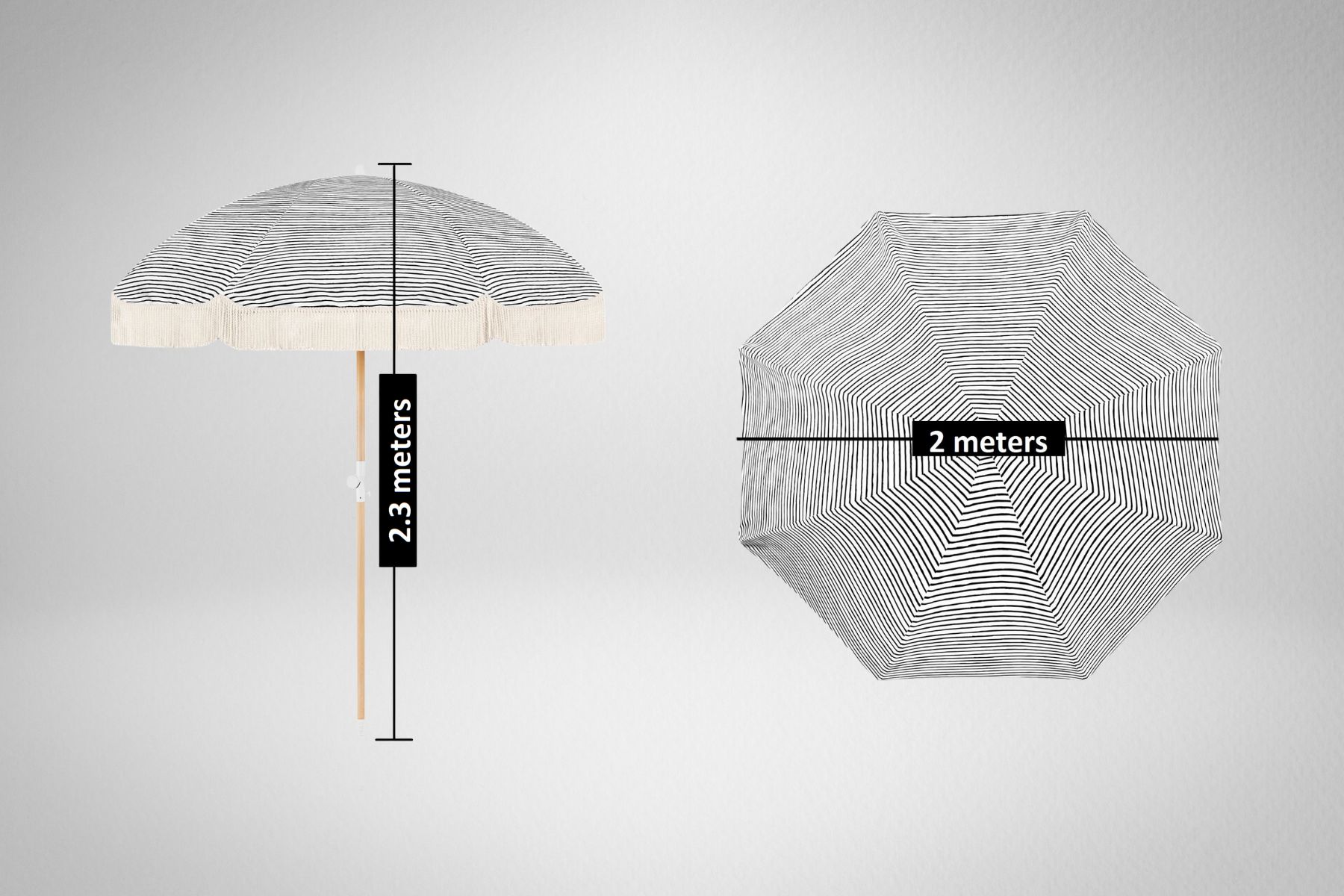 Natural Instinct Beach Umbrella dimension. 