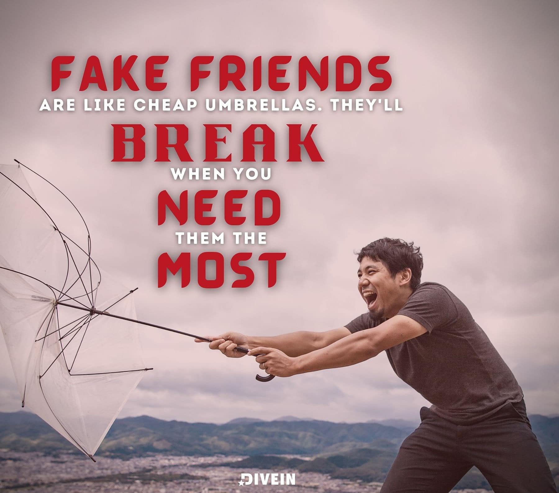 Funny Fake Friends Quotes. Fake friends are like a cheap umbrella. They will break when you need them the most.
