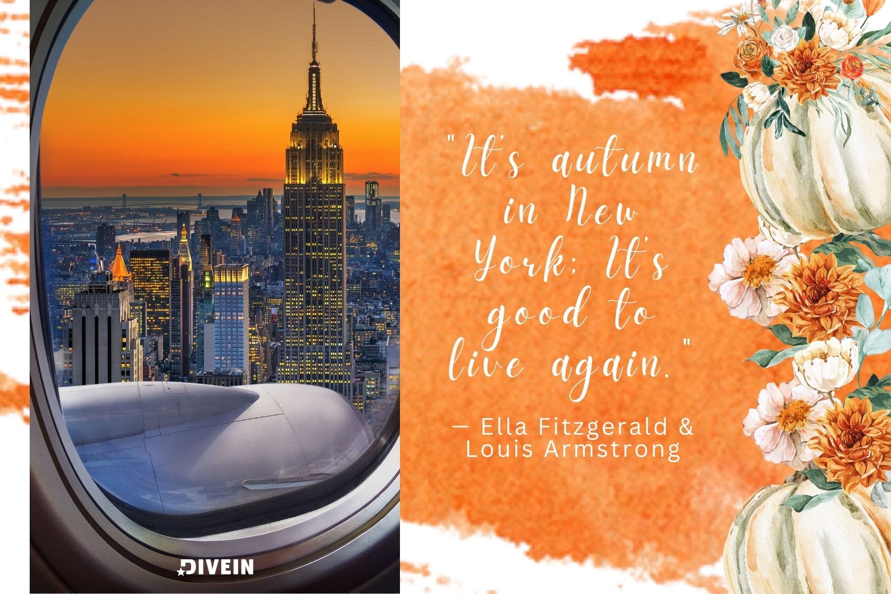 fall captions from songs. its autumn in new york Its good to live again. by ella fitzgerald and louis armstrong
