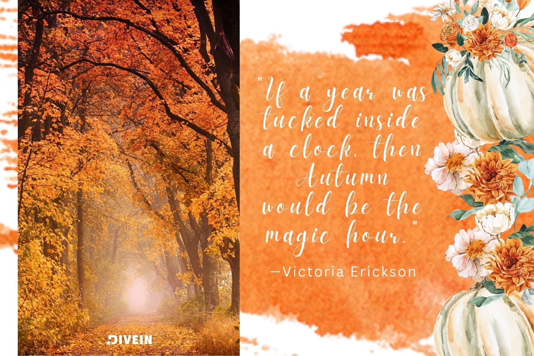fall captions inspired by quotes. if a year was tucked inside a clock then autumn would be the magic hour