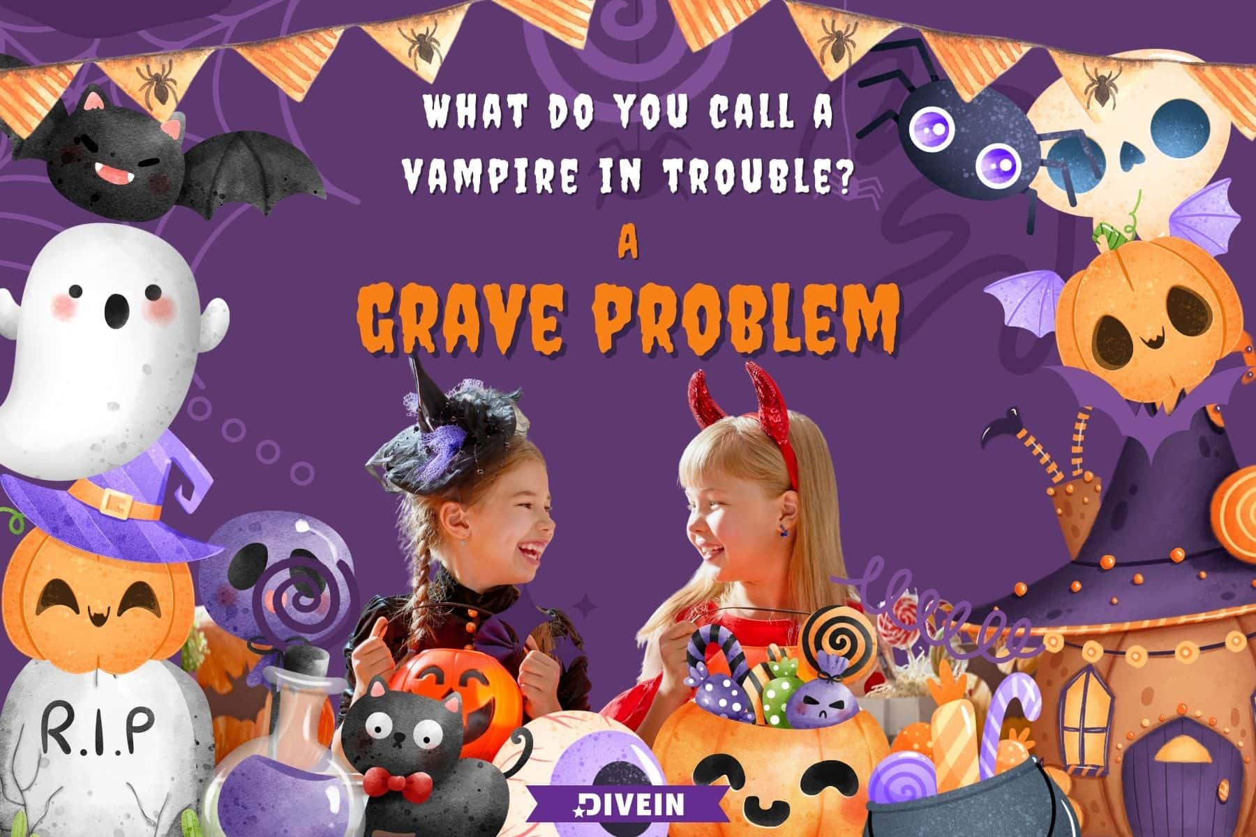 silly halloween jokes for kids. what do you call a vampire in trouble. a grave problem