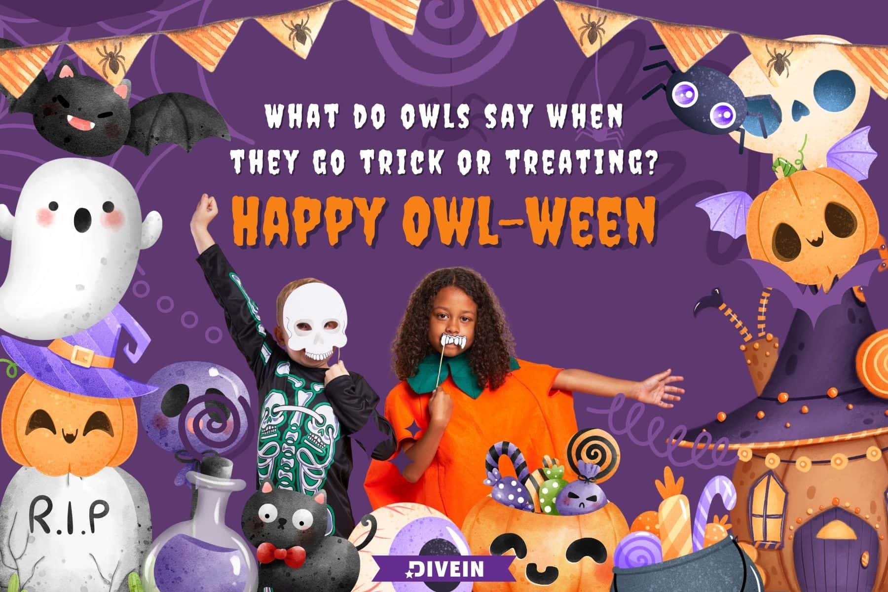halloween dad jokes. what do owls say when they go trick or treating. happy owl. ween