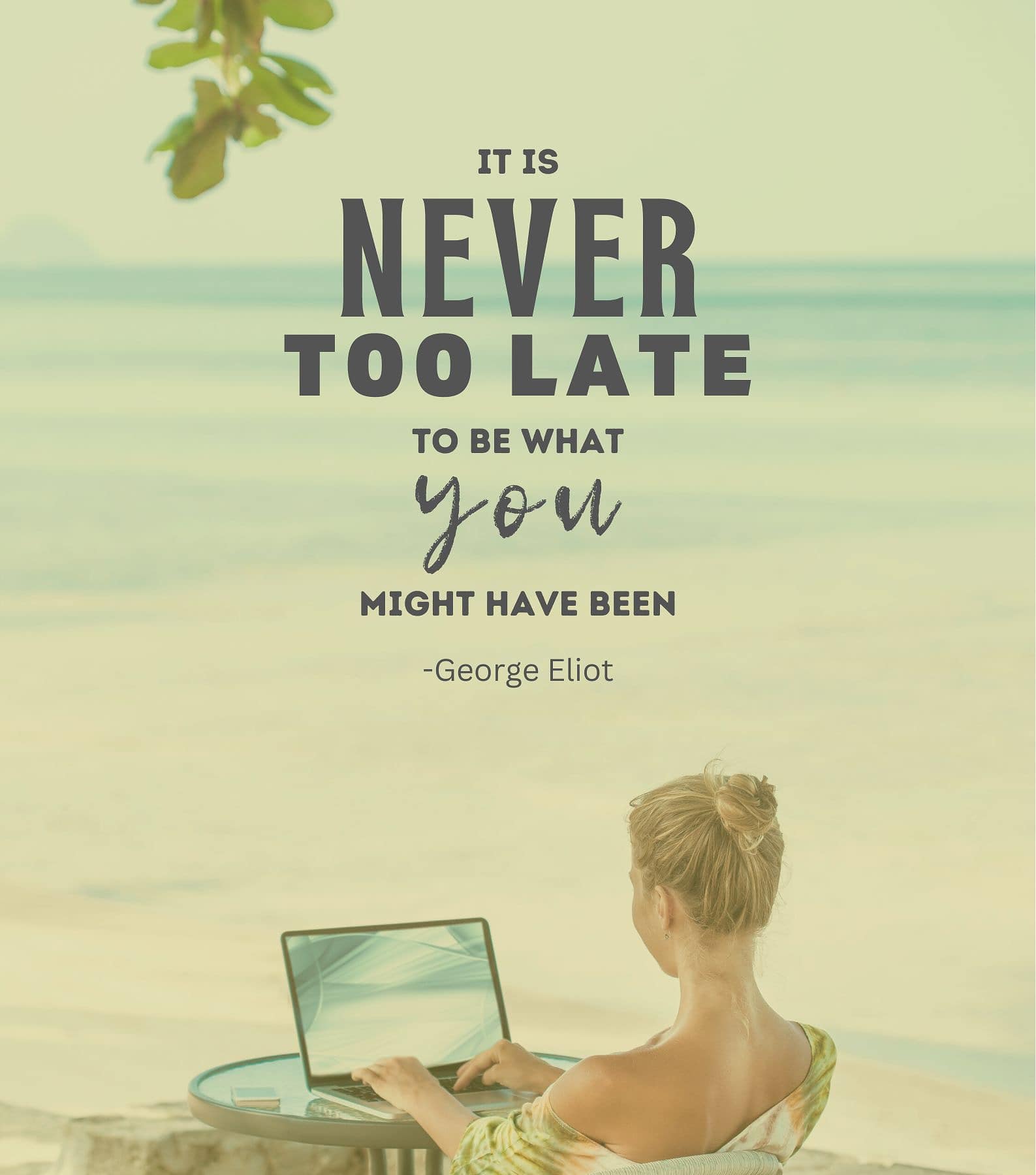 Self growth quotes. It is never too late to be what you might have been.
