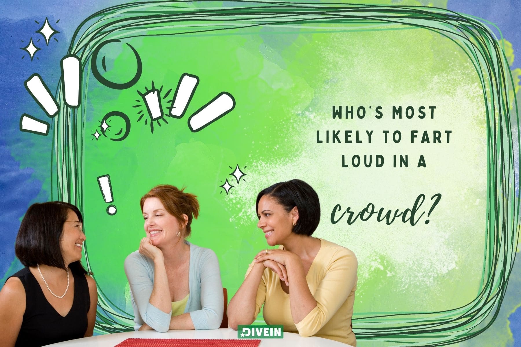 good most likely to questions. whos most likely to burp in a crowd