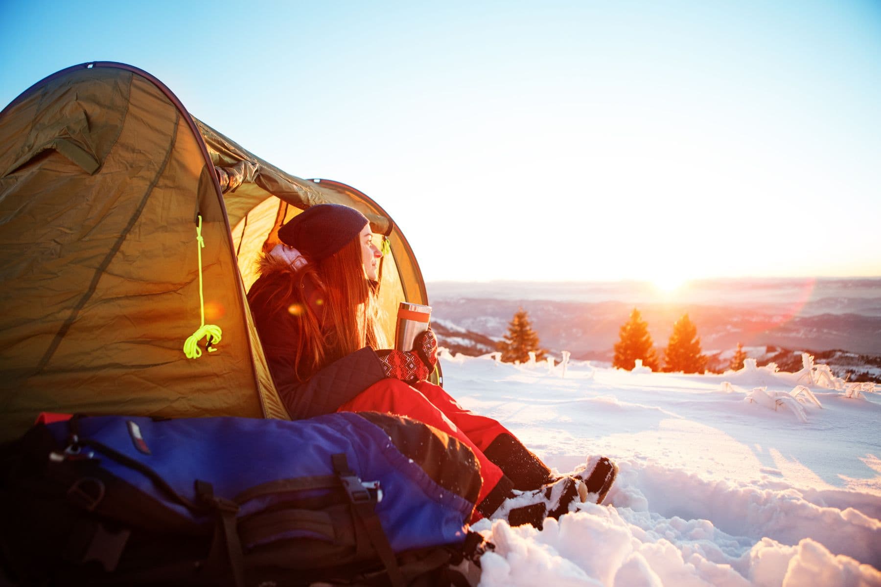 Camping In Winter Tent