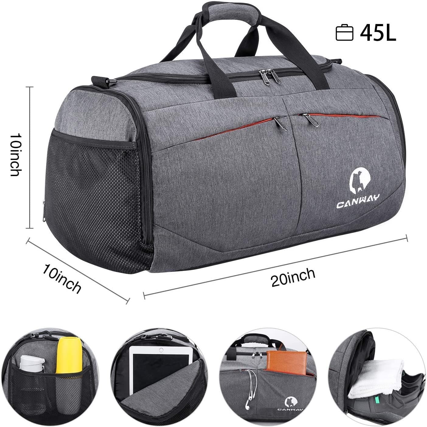 Canway Sports Gym Bag has plenty of pockets