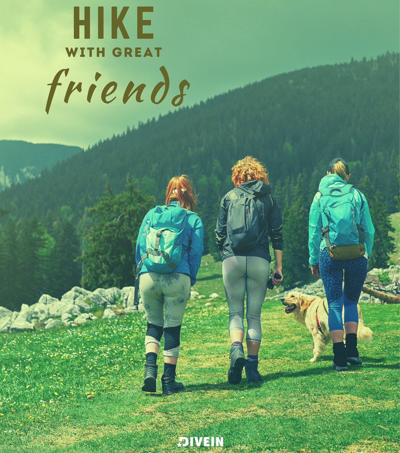 Hiking with Friends Captions. The best therapy for a busy life – a long hike with great friends.