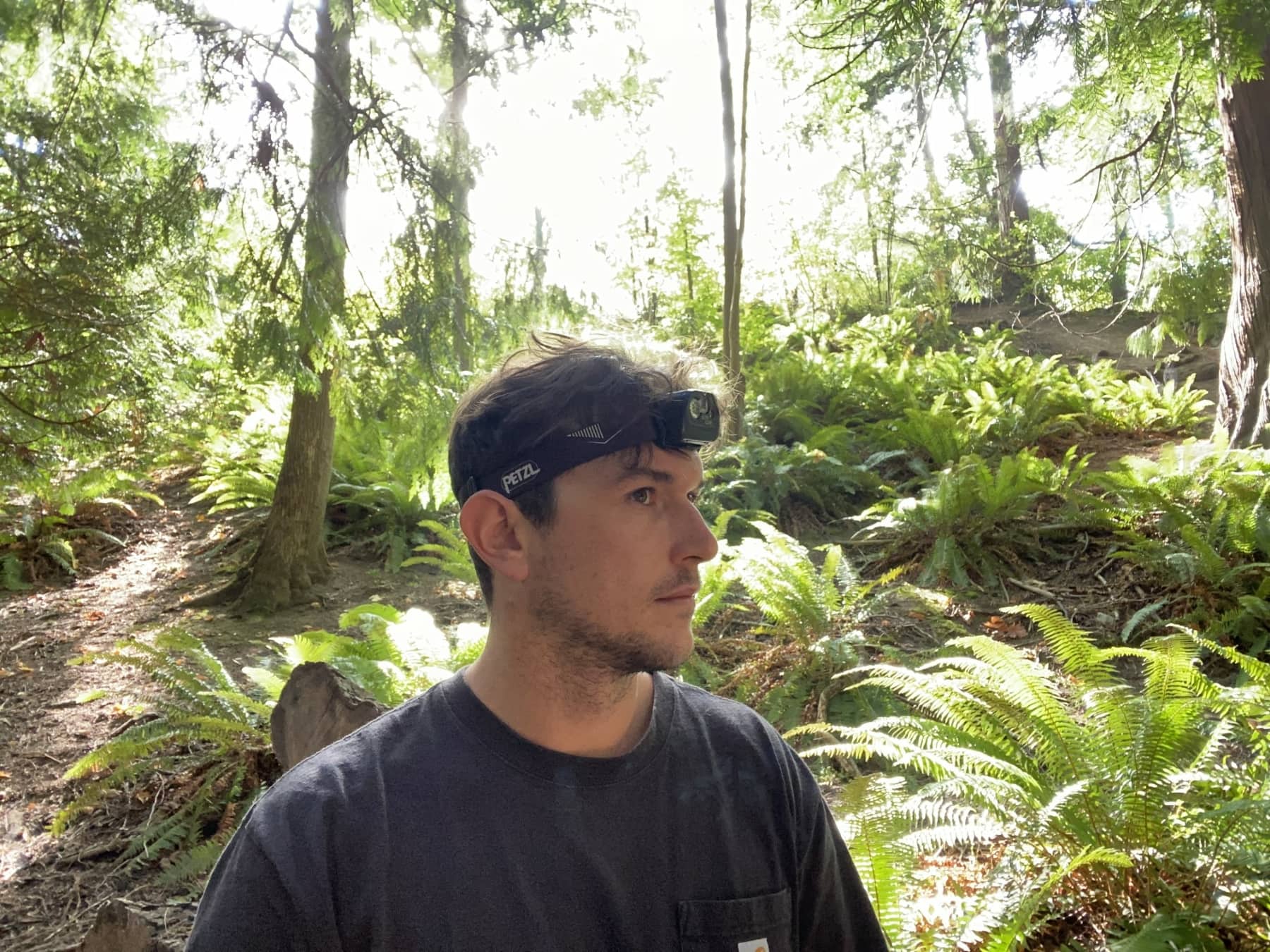 Petzl Actik Core Headlamp Man Testing On Woods