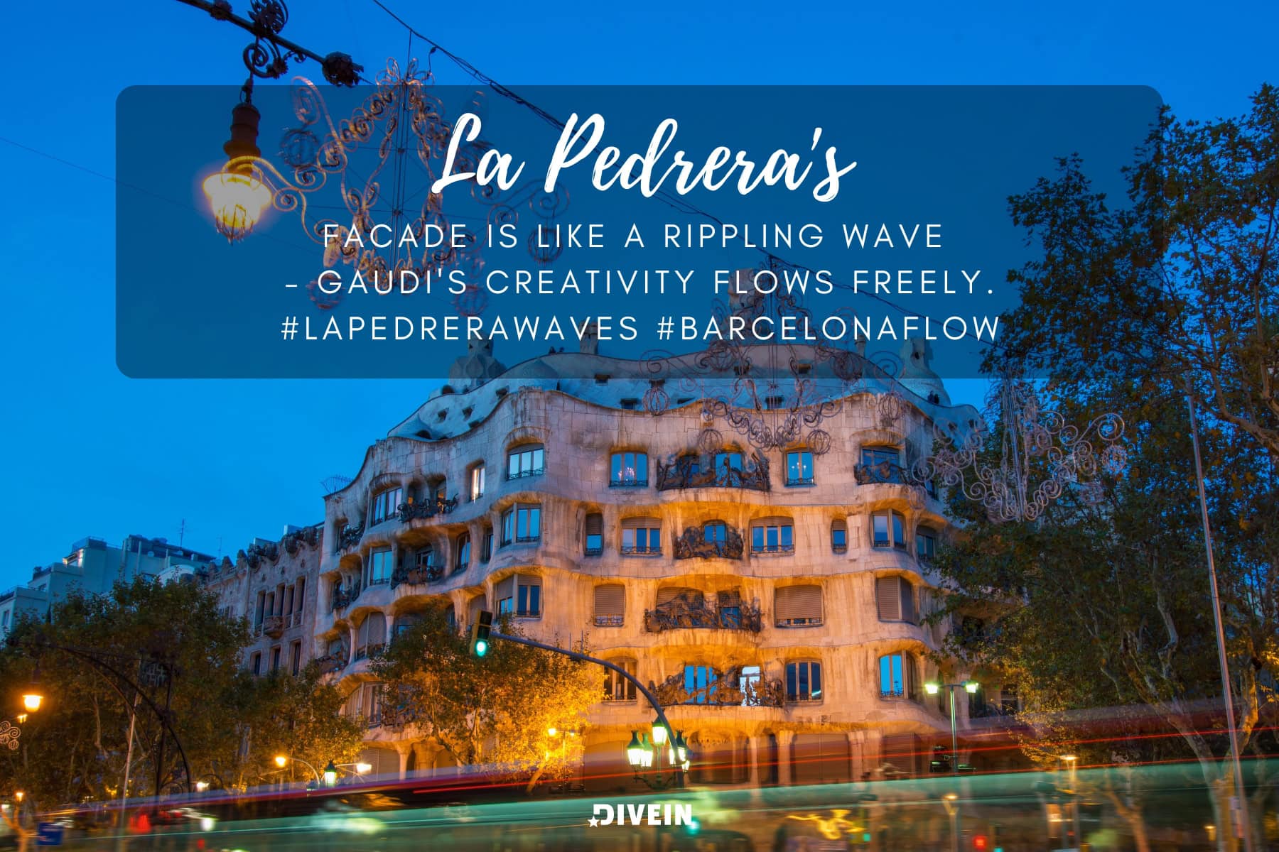 ig captions for la pedrera casa mila. la pedreras facade is like a rippling wave . gaudis creativity flows freely