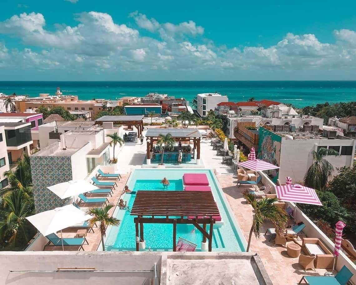 The Palm At Playa Terrace Pool Aerial View